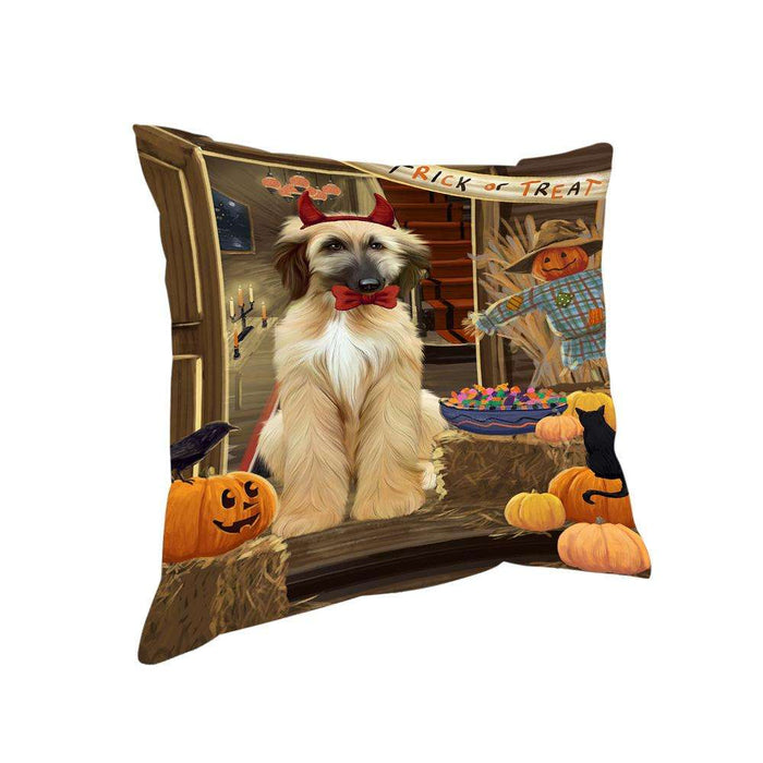 Enter at Own Risk Trick or Treat Halloween Afghan Hound Dog Pillow PIL68196