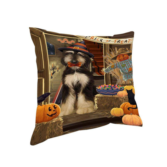 Enter at Own Risk Trick or Treat Halloween Afghan Hound Dog Pillow PIL68200