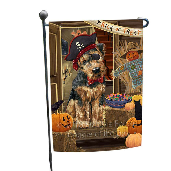 Enter at Own Risk Trick or Treat Halloween Airedale Terrier Dog Garden Flag GFLG52988