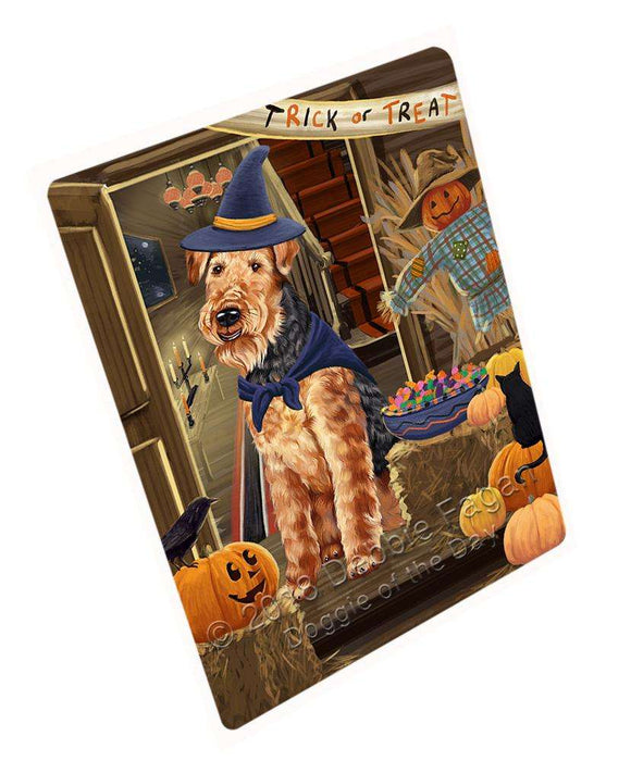 Enter At Own Risk Trick Or Treat Halloween Airedale Terrier Dog Magnet Mini (3.5" x 2") MAG63216