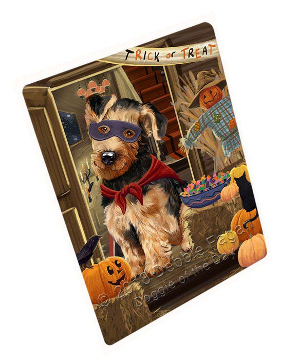 Enter At Own Risk Trick Or Treat Halloween Airedale Terrier Dog Magnet Mini (3.5" x 2") MAG63219