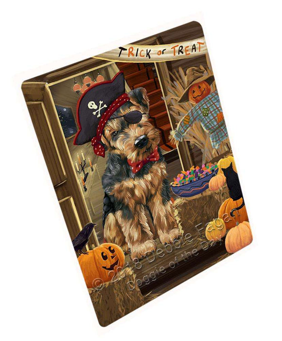 Enter At Own Risk Trick Or Treat Halloween Airedale Terrier Dog Magnet Mini (3.5" x 2") MAG63222