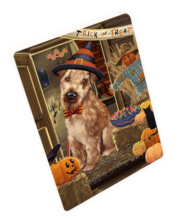 Enter At Own Risk Trick Or Treat Halloween Airedale Terrier Dog Magnet Mini (3.5" x 2") MAG63228