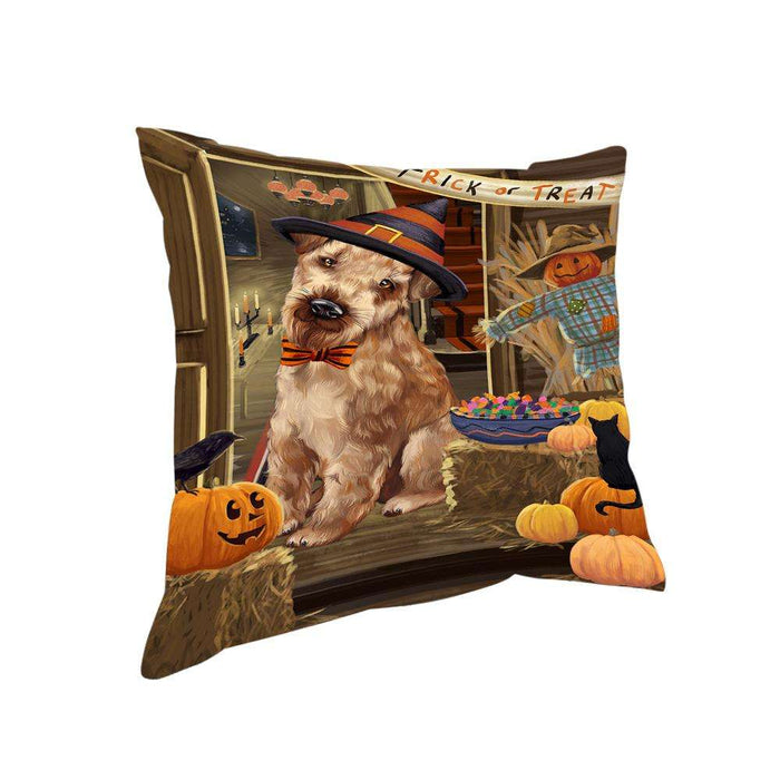 Enter at Own Risk Trick or Treat Halloween Airedale Terrier Dog Pillow PIL68220