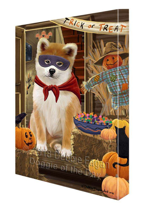 Enter at Own Risk Trick or Treat Halloween Akita Dog Canvas Print Wall Art Décor CVS94220