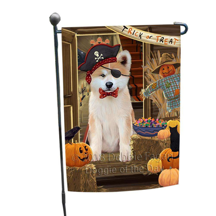 Enter at Own Risk Trick or Treat Halloween Akita Dog Garden Flag GFLG52993