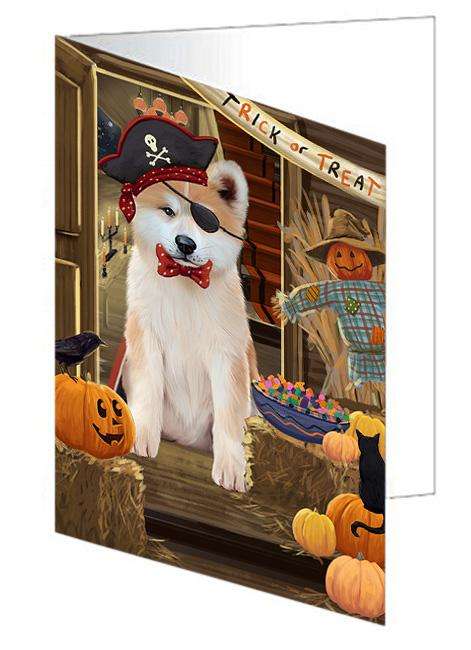 Enter at Own Risk Trick or Treat Halloween Akita Dog Handmade Artwork Assorted Pets Greeting Cards and Note Cards with Envelopes for All Occasions and Holiday Seasons GCD62822