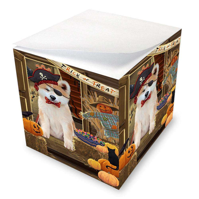 Enter at Own Risk Trick or Treat Halloween Akita Dog Note Cube NOC52931