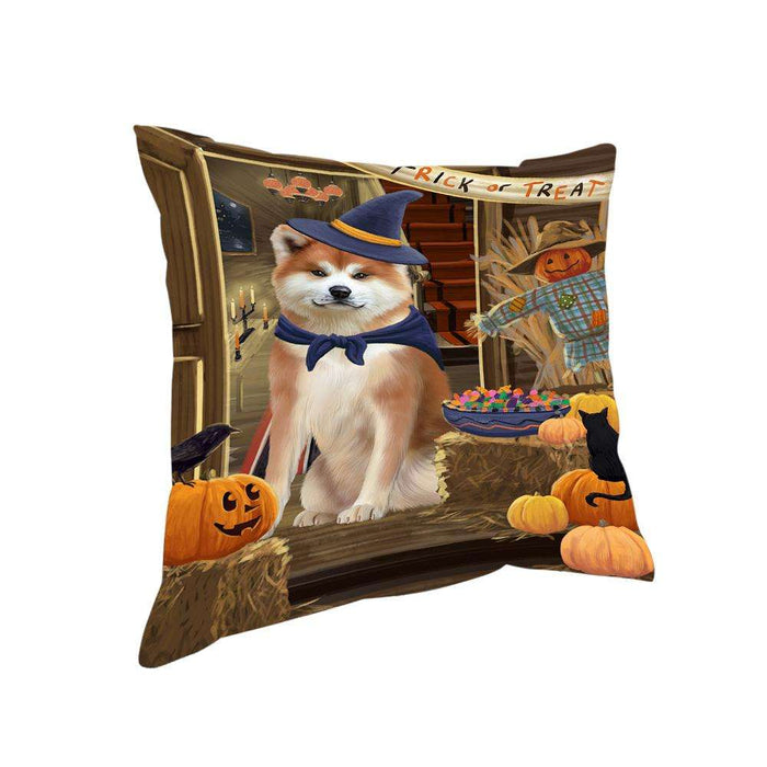 Enter at Own Risk Trick or Treat Halloween Akita Dog Pillow PIL68224