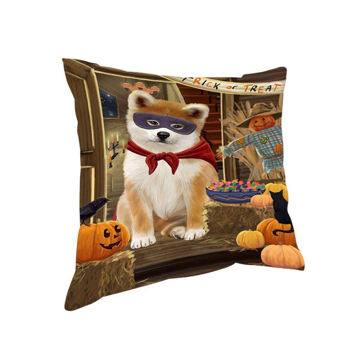 Enter at Own Risk Trick or Treat Halloween Akita Dog Pillow PIL68228