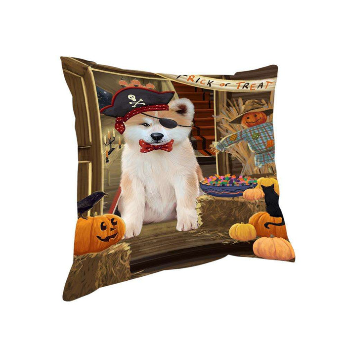 Enter at Own Risk Trick or Treat Halloween Akita Dog Pillow PIL68232