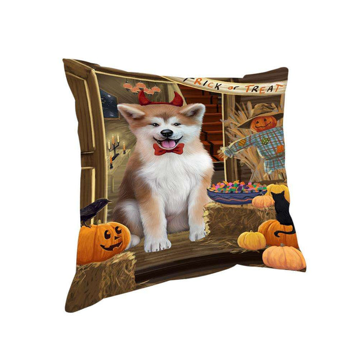 Enter at Own Risk Trick or Treat Halloween Akita Dog Pillow PIL68236