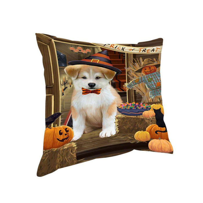 Enter at Own Risk Trick or Treat Halloween Akita Dog Pillow PIL68240