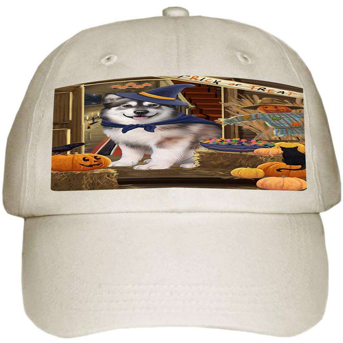 Enter at Own Risk Trick or Treat Halloween Alaskan Malamute Dog Ball Hat Cap HAT62535