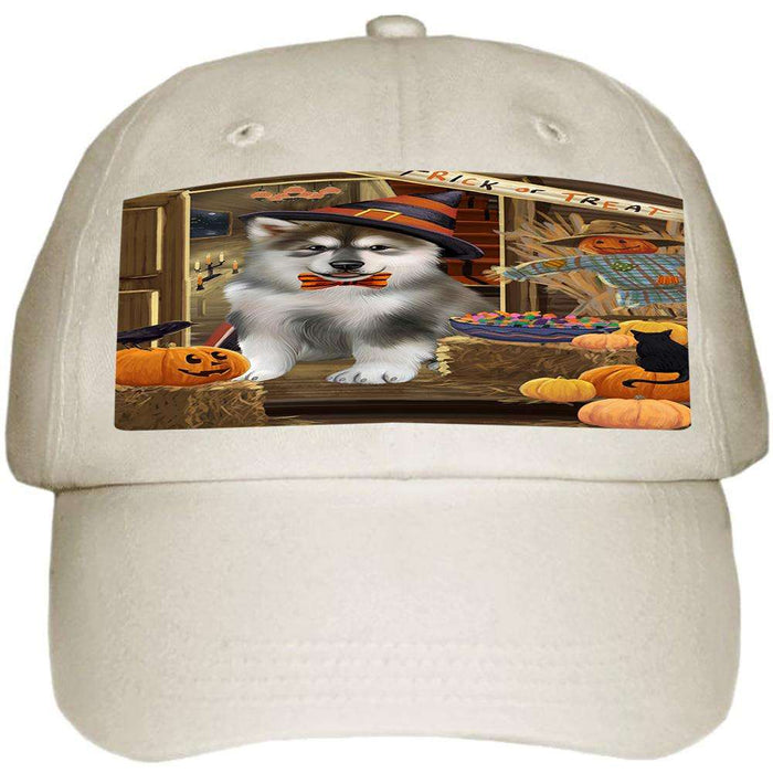 Enter at Own Risk Trick or Treat Halloween Alaskan Malamute Dog Ball Hat Cap HAT62547