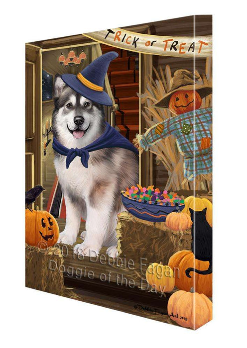 Enter at Own Risk Trick or Treat Halloween Alaskan Malamute Dog Canvas Print Wall Art Décor CVS94256