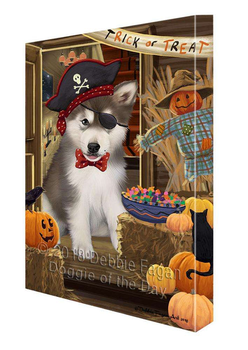 Enter at Own Risk Trick or Treat Halloween Alaskan Malamute Dog Canvas Print Wall Art Décor CVS94274
