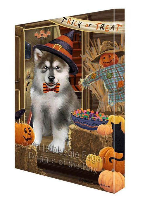 Enter at Own Risk Trick or Treat Halloween Alaskan Malamute Dog Canvas Print Wall Art Décor CVS94292