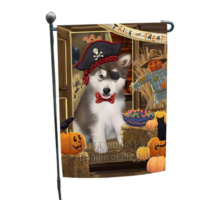 Enter at Own Risk Trick or Treat Halloween Alaskan Malamute Dog Garden Flag GFLG52998