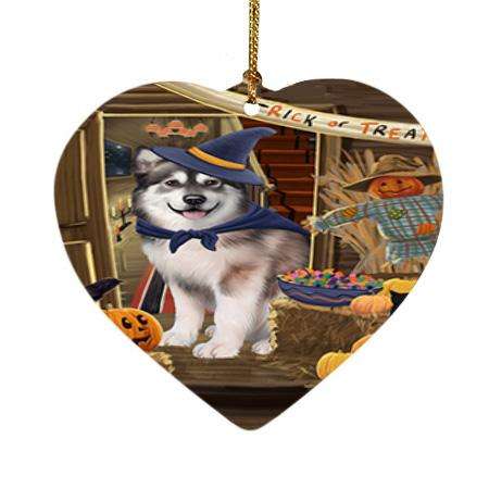 Enter at Own Risk Trick or Treat Halloween Alaskan Malamute Dog Heart Christmas Ornament HPOR52934