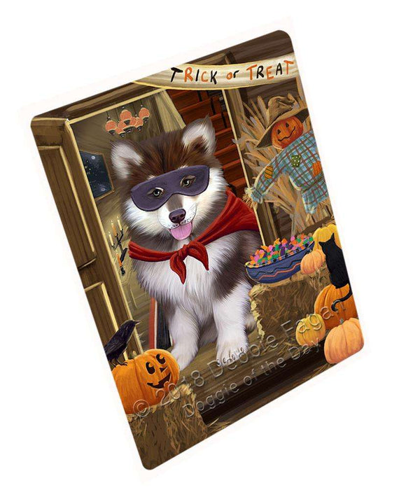 Enter At Own Risk Trick Or Treat Halloween Alaskan Malamute Dog Magnet Mini (3.5" x 2") MAG63249