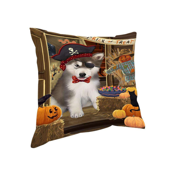 Enter at Own Risk Trick or Treat Halloween Alaskan Malamute Dog Pillow PIL68252