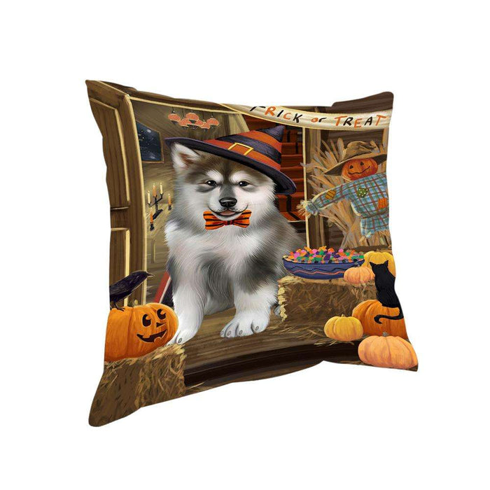 Enter at Own Risk Trick or Treat Halloween Alaskan Malamute Dog Pillow PIL68260