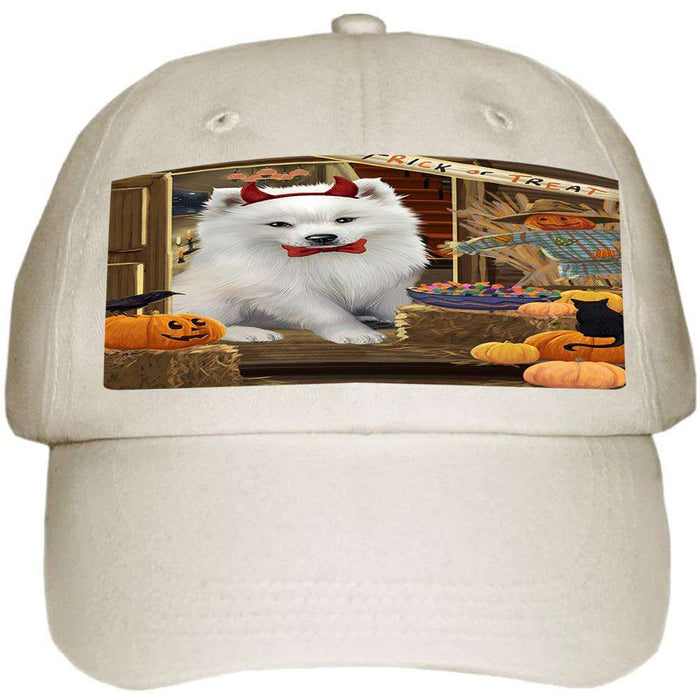 Enter at Own Risk Trick or Treat Halloween American Eskimo Dog Ball Hat Cap HAT62559