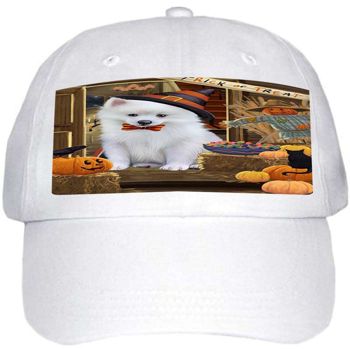 Enter at Own Risk Trick or Treat Halloween American Eskimo Dog Ball Hat Cap HAT62562