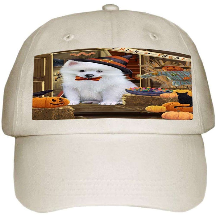 Enter at Own Risk Trick or Treat Halloween American Eskimo Dog Ball Hat Cap HAT62562