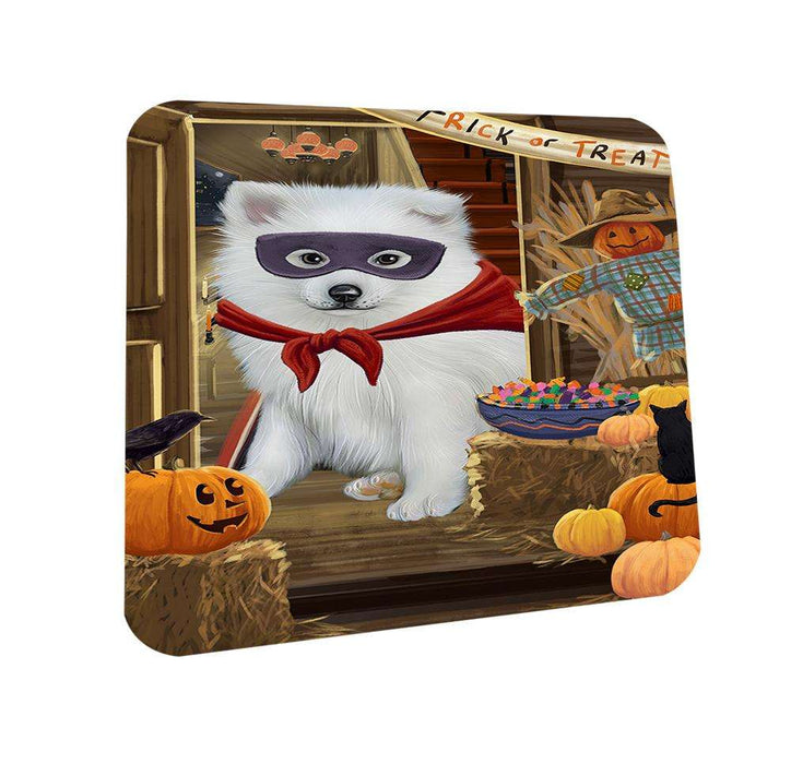 Enter at Own Risk Trick or Treat Halloween American Eskimo Dog Coasters Set of 4 CST52899