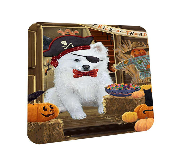 Enter at Own Risk Trick or Treat Halloween American Eskimo Dog Coasters Set of 4 CST52900