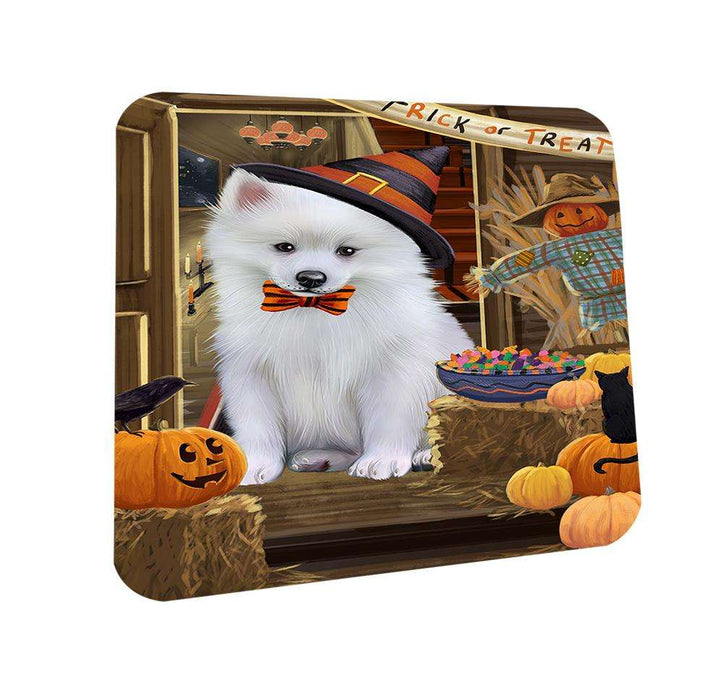 Enter at Own Risk Trick or Treat Halloween American Eskimo Dog Coasters Set of 4 CST52902