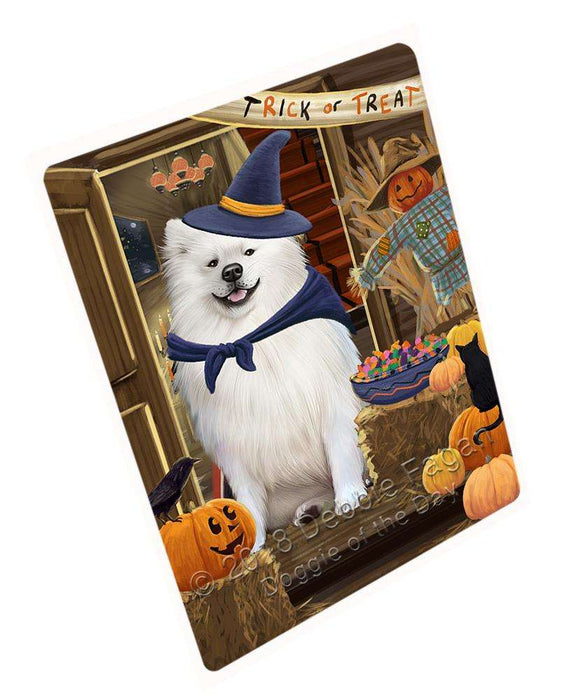 Enter At Own Risk Trick Or Treat Halloween American Eskimo Dog Magnet Mini (3.5" x 2") MAG63261