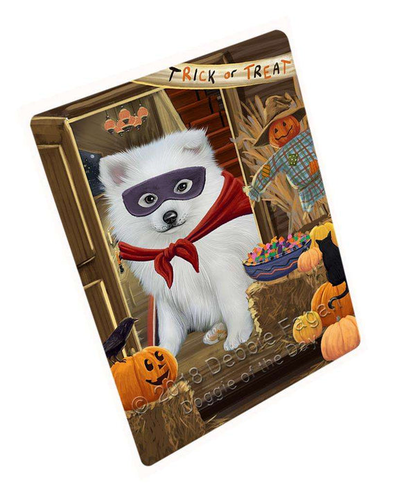 Enter At Own Risk Trick Or Treat Halloween American Eskimo Dog Magnet Mini (3.5" x 2") MAG63264