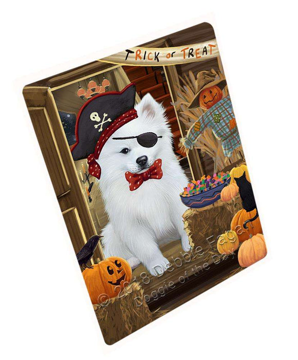 Enter At Own Risk Trick Or Treat Halloween American Eskimo Dog Magnet Mini (3.5" x 2") MAG63267