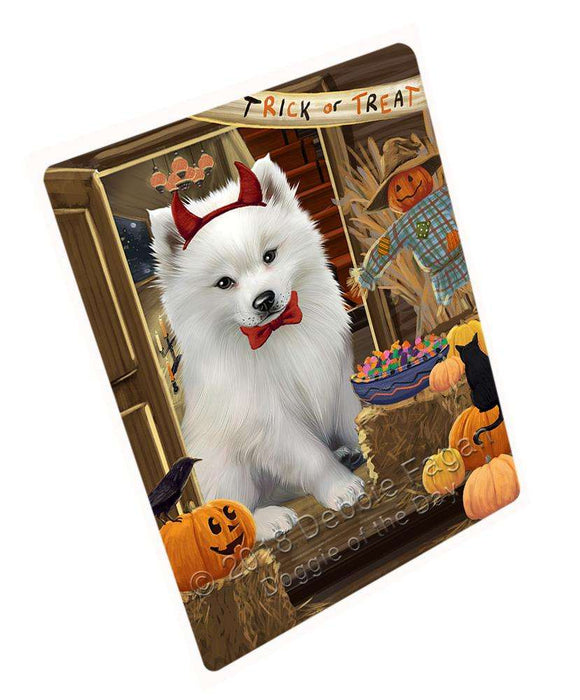 Enter At Own Risk Trick Or Treat Halloween American Eskimo Dog Magnet Mini (3.5" x 2") MAG63270