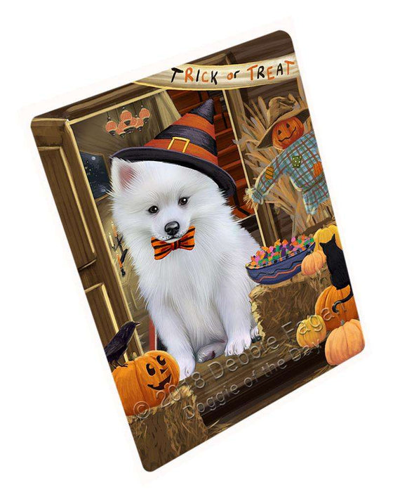 Enter At Own Risk Trick Or Treat Halloween American Eskimo Dog Magnet Mini (3.5" x 2") MAG63273