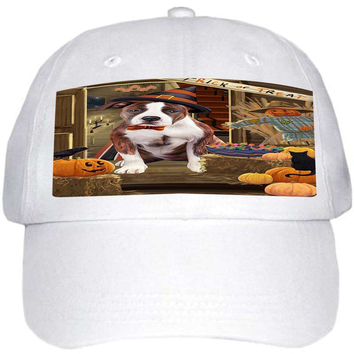 Enter at Own Risk Trick or Treat Halloween American Staffordshire Terrier Dog Ball Hat Cap HAT62577