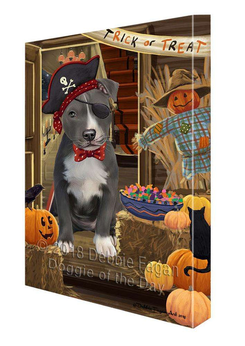 Enter at Own Risk Trick or Treat Halloween American Staffordshire Terrier Dog Canvas Print Wall Art Décor CVS94364