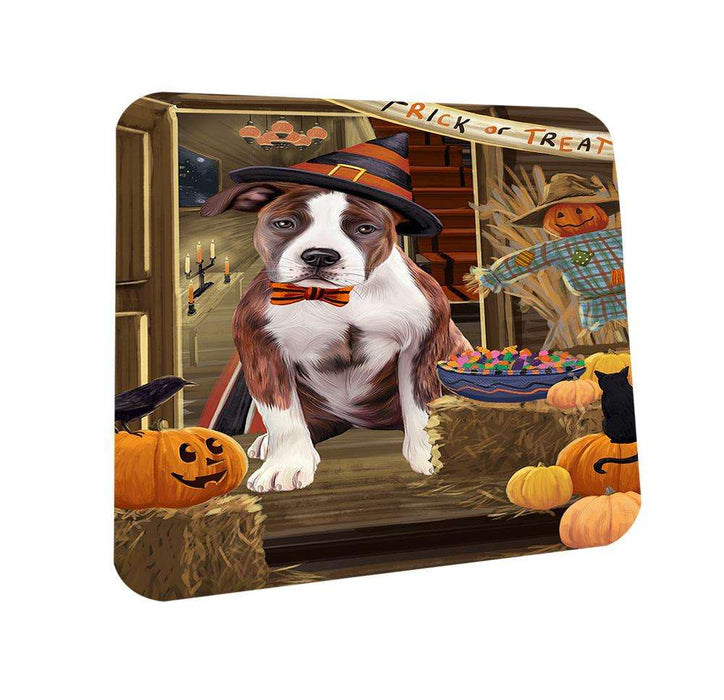 Enter at Own Risk Trick or Treat Halloween American Staffordshire Terrier Dog Coasters Set of 4 CST52907