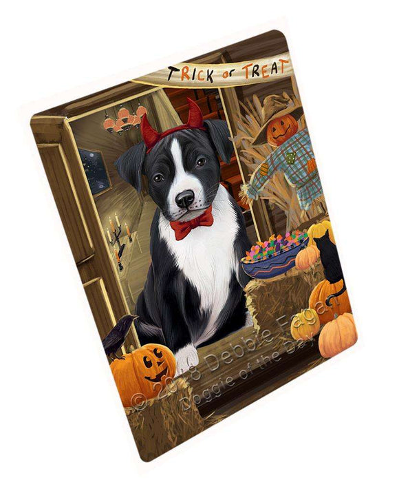 Enter at Own Risk Trick or Treat Halloween American Staffordshire Terrier Dog Cutting Board C63285