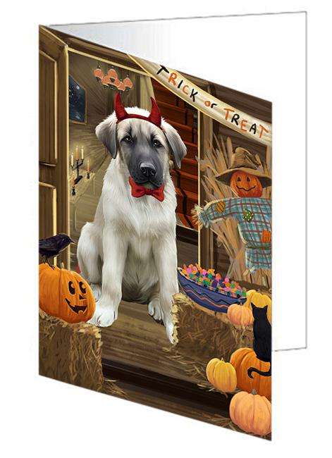 Enter at Own Risk Trick or Treat Halloween Anatolian Shepherd Dog Handmade Artwork Assorted Pets Greeting Cards and Note Cards with Envelopes for All Occasions and Holiday Seasons GCD62885