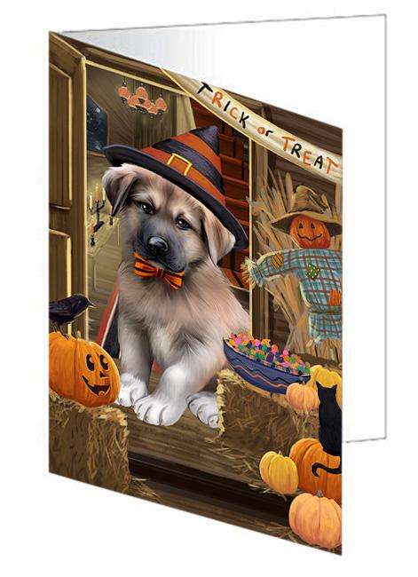 Enter at Own Risk Trick or Treat Halloween Anatolian Shepherd Dog Handmade Artwork Assorted Pets Greeting Cards and Note Cards with Envelopes for All Occasions and Holiday Seasons GCD62888