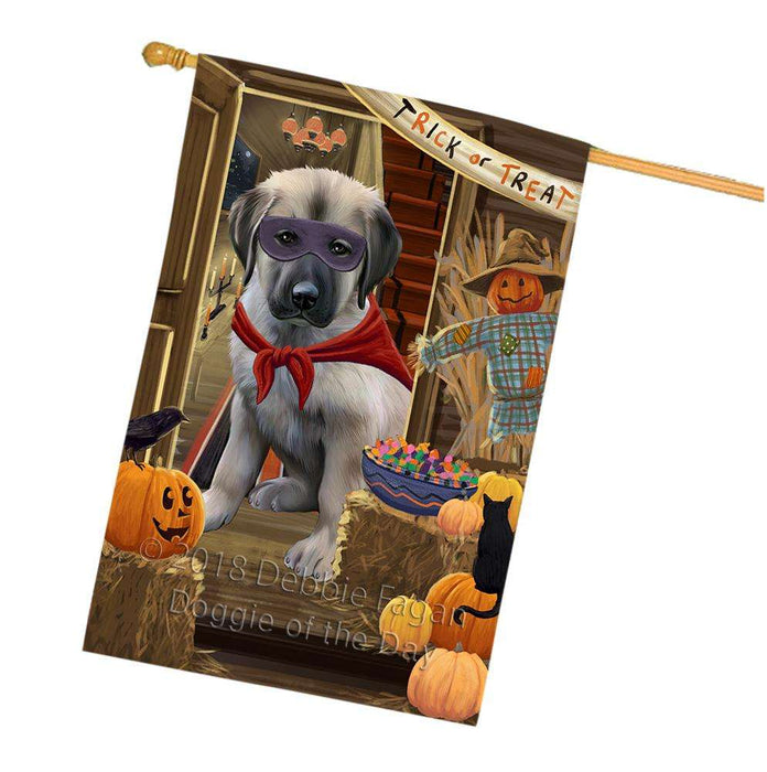 Enter at Own Risk Trick or Treat Halloween Anatolian Shepherd Dog House Flag FLG53148