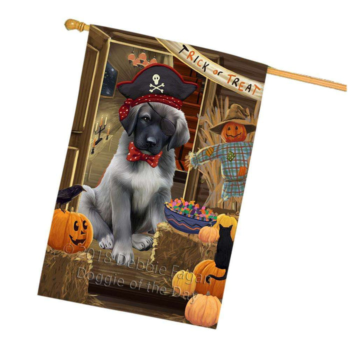 Enter at Own Risk Trick or Treat Halloween Anatolian Shepherd Dog House Flag FLG53149
