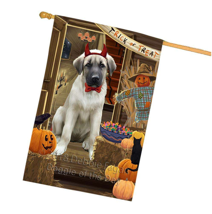 Enter at Own Risk Trick or Treat Halloween Anatolian Shepherd Dog House Flag FLG53150