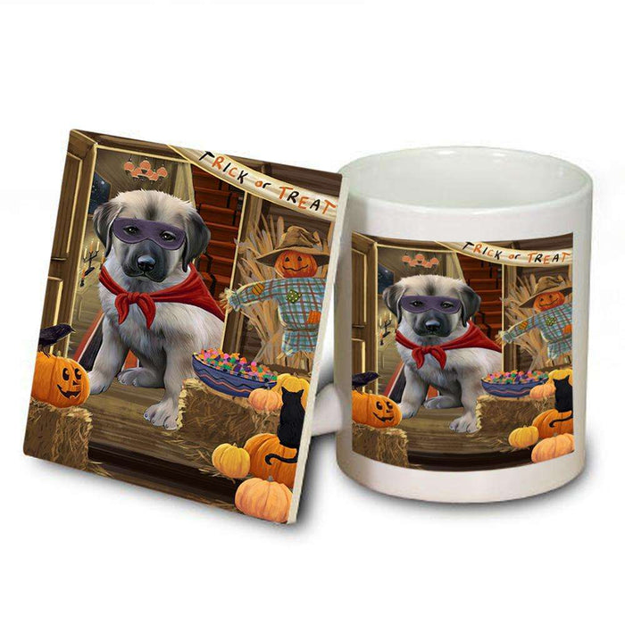 Enter at Own Risk Trick or Treat Halloween Anatolian Shepherd Dog Mug and Coaster Set MUC52942