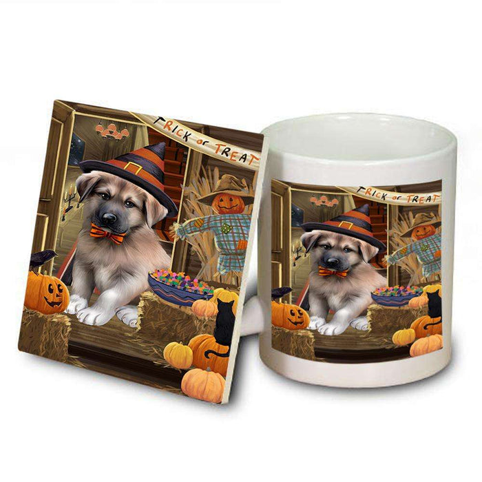 Enter at Own Risk Trick or Treat Halloween Anatolian Shepherd Dog Mug and Coaster Set MUC52945