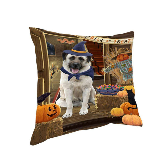 Enter at Own Risk Trick or Treat Halloween Anatolian Shepherd Dog Pillow PIL68304